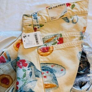 Free People- We The Free- Slouchy Teapot Brunch Wide-Leg Pants - Cream size 33